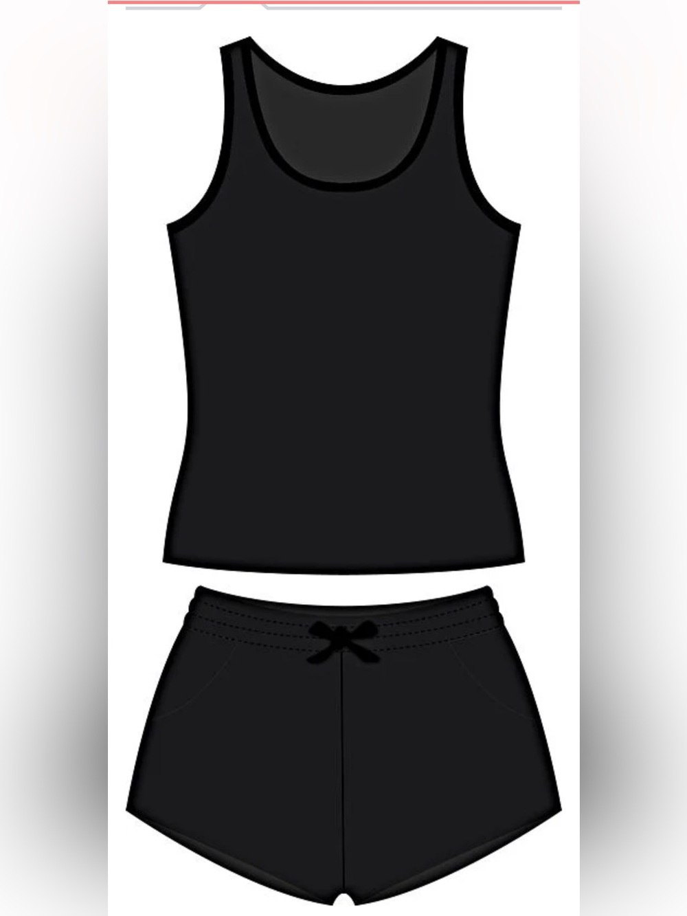 Cheek boss Women's Black Tank & Short Pajama Set - Classic Sleepwear